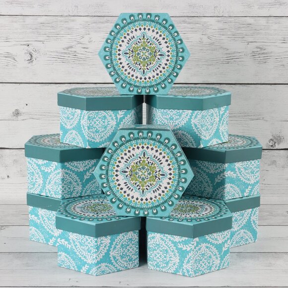 Set of 12 Teal Hexagon Gift Boxes - Picture 5 of 5